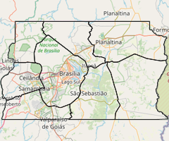 Limite das Regiões Administrativas do Distrito Federal em 1965
