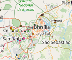 Localização dos conselhos tutelares do Distrito Federal
